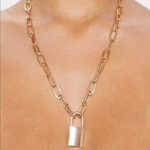Gold Padlock Chunky Chain Necklace